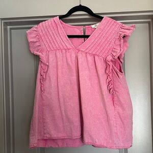 Entro Womens Pink Ruffled Blouse Size Large